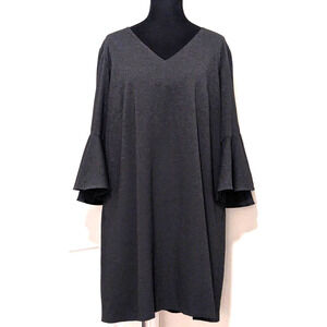 Lafayette 148 Dress Womens 2X Gray Punto Milano Ponte Knit Holly Bell Flare Cuff